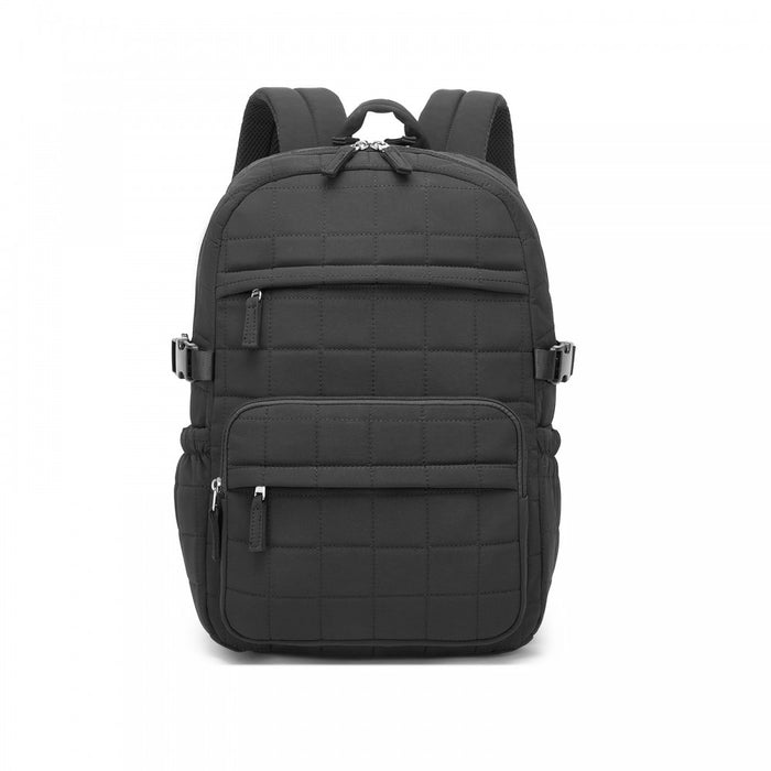 Quilted Lightweight Backpack, Fits 15.6-Inch Notebook, Cabin Approved Underseat Carry-On Bag – Black