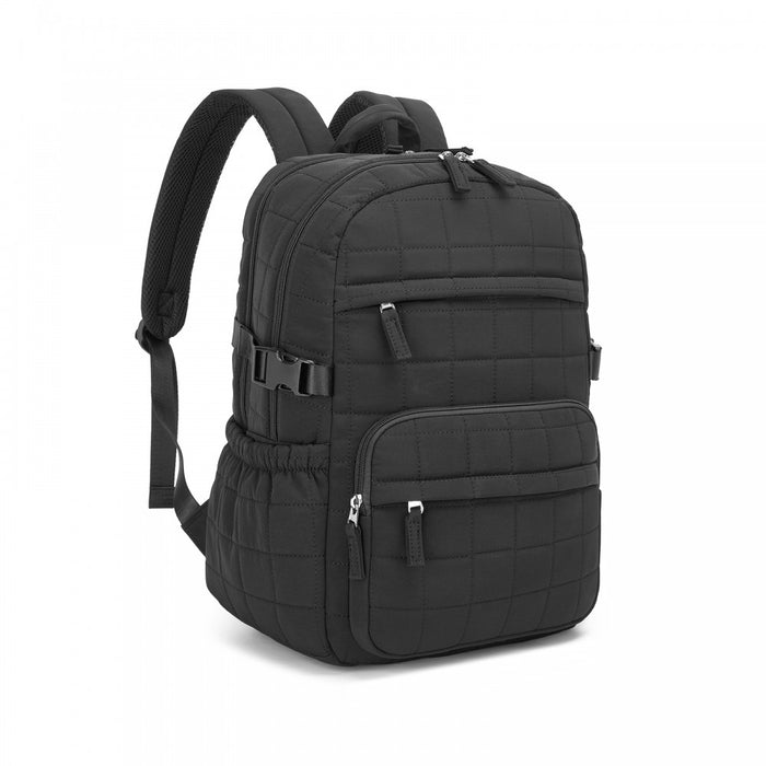 Quilted Lightweight Backpack, Fits 15.6-Inch Notebook, Cabin Approved Underseat Carry-On Bag – Black