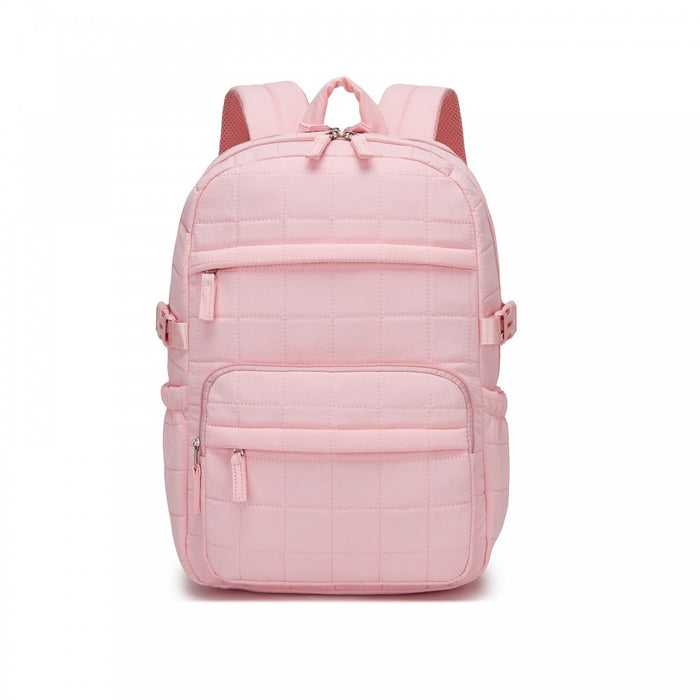 Quilted Lightweight Backpack, Fits 15.6-Inch Notebook, Cabin Approved Underseat Carry-On Bag – Pink