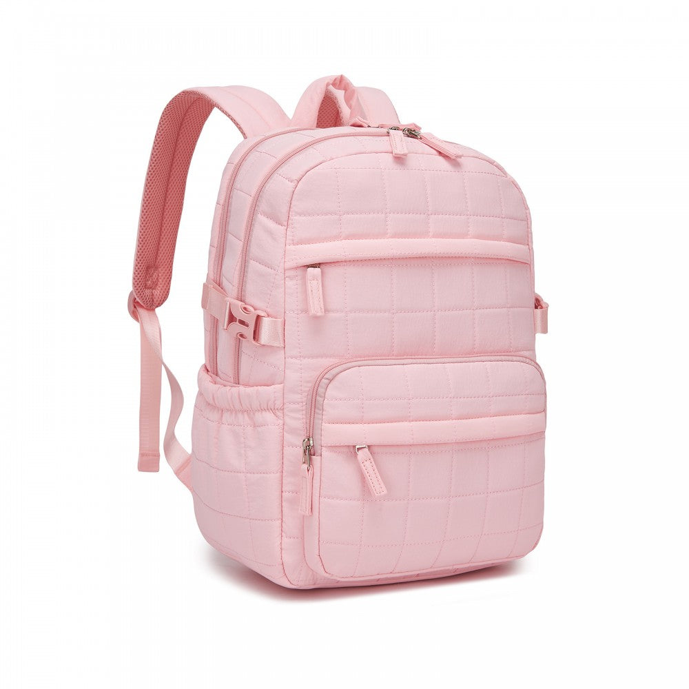 Quilted Lightweight Backpack, Fits 15.6-Inch Notebook, Cabin Approved Underseat Carry-On Bag – Pink