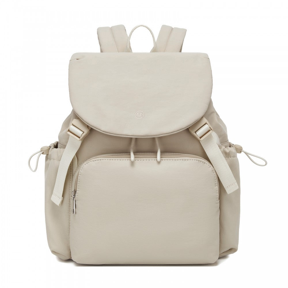 Lightweight Nylon Drawstring Backpack with 13-Inch Laptop Sleeve – Beige