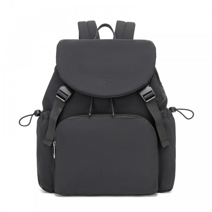 Lightweight Nylon Drawstring Backpack with 13-Inch Laptop Sleeve – Black