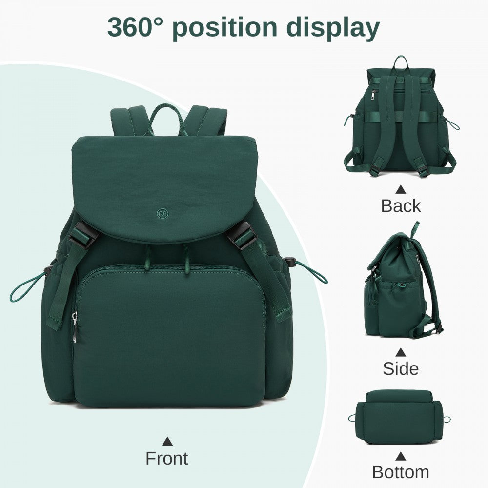 Lightweight Nylon Drawstring Backpack with 13-Inch Laptop Sleeve – Green