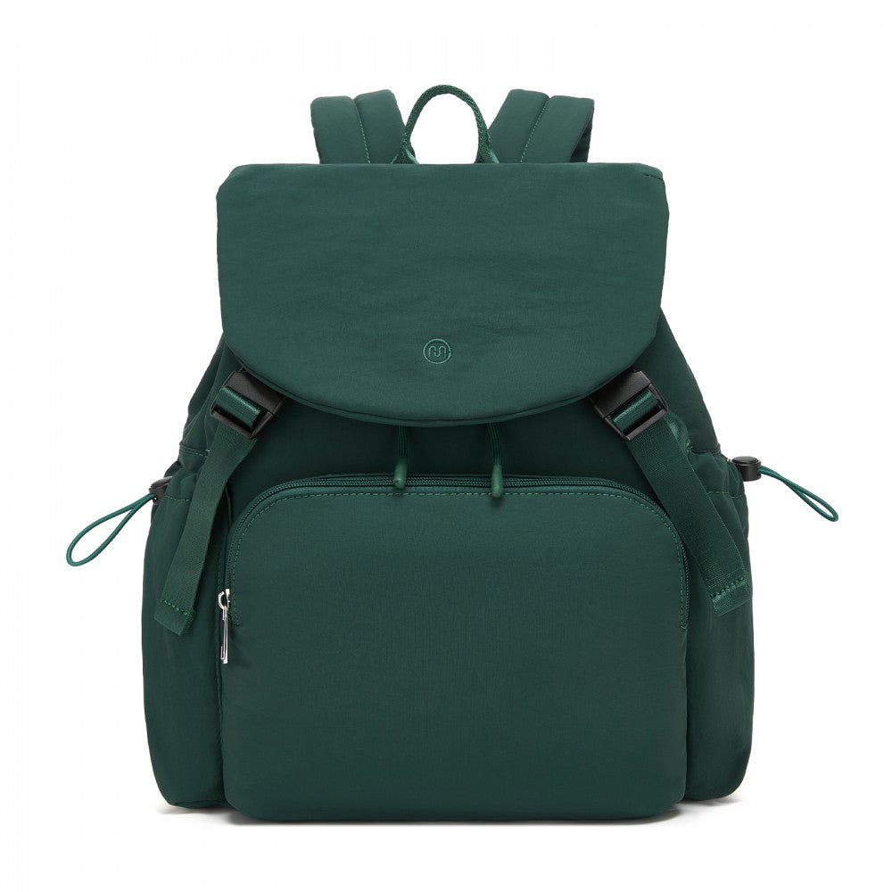 Lightweight Nylon Drawstring Backpack with 13-Inch Laptop Sleeve – Green