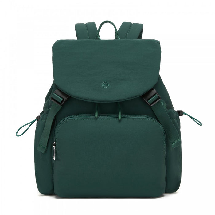 Lightweight Nylon Drawstring Backpack with 13-Inch Laptop Sleeve – Green