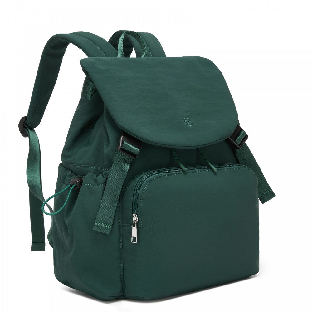Lightweight Nylon Drawstring Backpack with 13-Inch Laptop Sleeve – Green