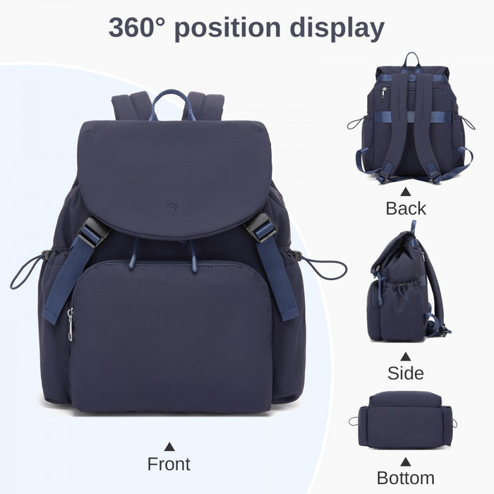 Lightweight Nylon Drawstring Backpack with 13-Inch Laptop Sleeve – Navy