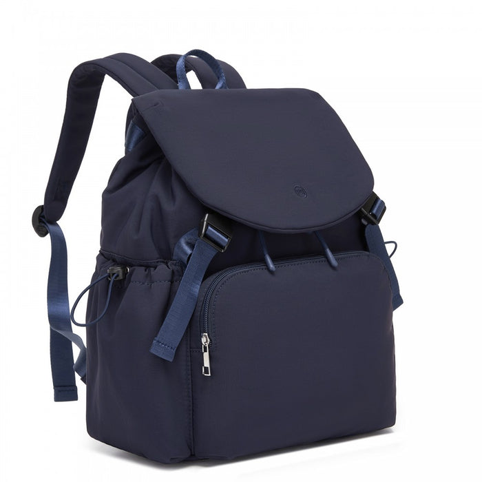 Lightweight Nylon Drawstring Backpack with 13-Inch Laptop Sleeve – Navy