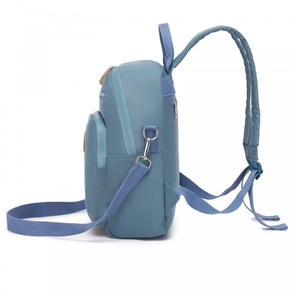 Women's Backpack, Water-Resistant Nylon Convertible Shoulder and Crossbody Bag – Blue