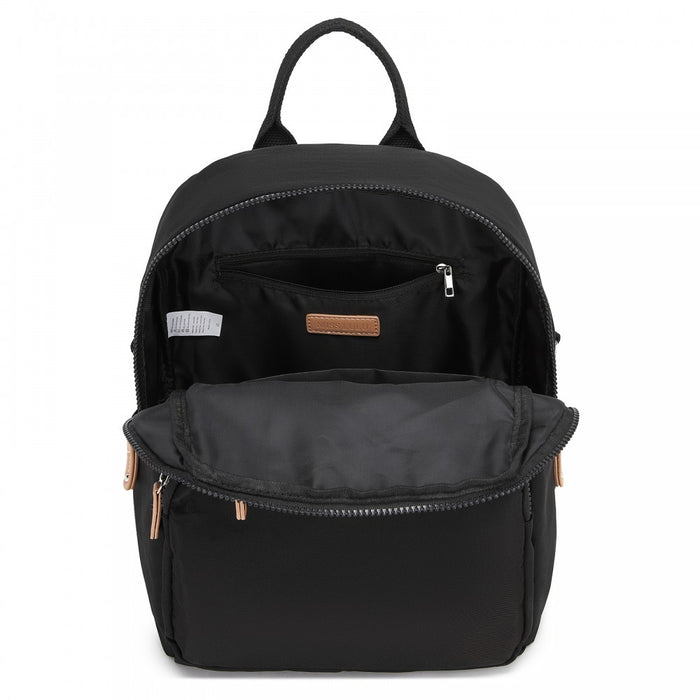 Women's Backpack, Water-Resistant Nylon Convertible Shoulder and Crossbody Bag – Black