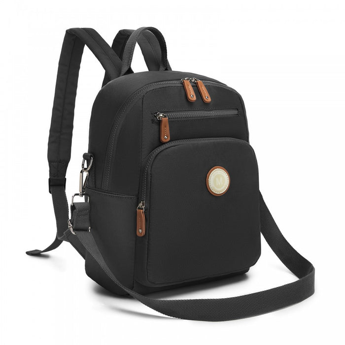 Women's Backpack, Water-Resistant Nylon Convertible Shoulder and Crossbody Bag – Black