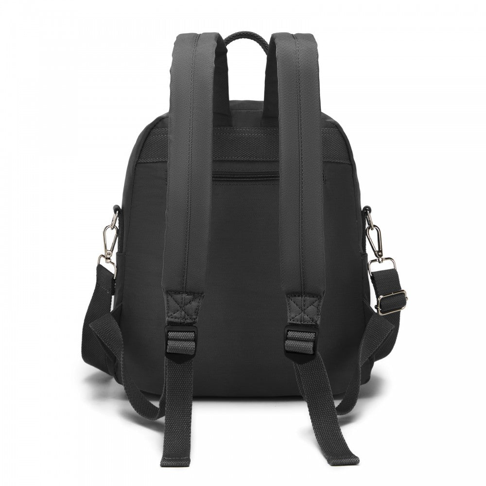 Women's Backpack, Water-Resistant Nylon Convertible Shoulder and Crossbody Bag – Black