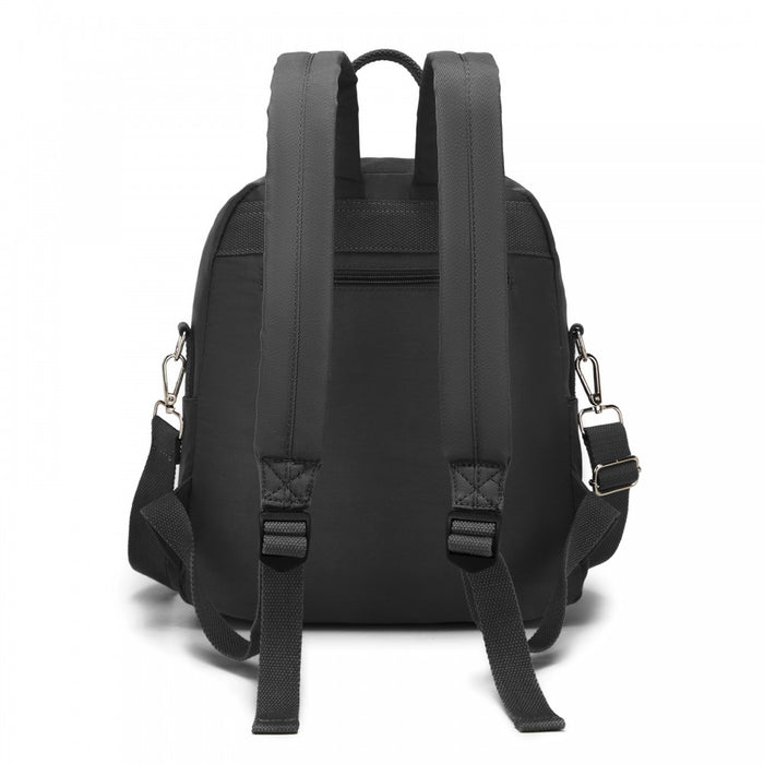 Women's Backpack, Water-Resistant Nylon Convertible Shoulder and Crossbody Bag – Black