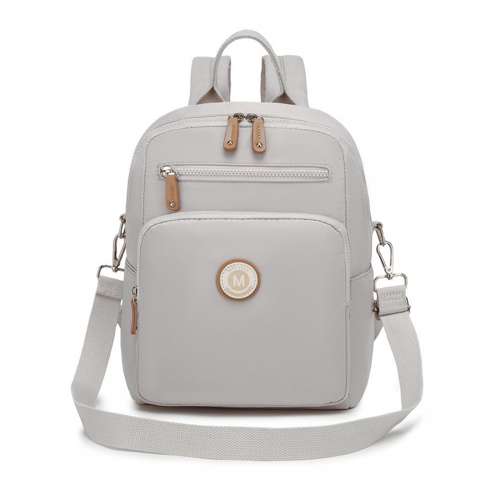 Women's Backpack, Water-Resistant Nylon Convertible Shoulder and Crossbody Bag – Light Grey