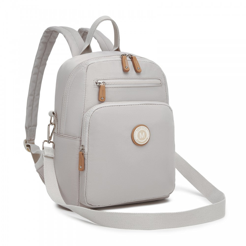 Women's Backpack, Water-Resistant Nylon Convertible Shoulder and Crossbody Bag – Light Grey