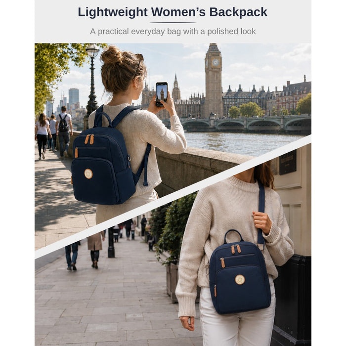 Women's Backpack, Water-Resistant Nylon Convertible Shoulder and Crossbody Bag – Navy