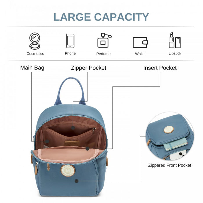 3-in-1 Convertible Backpack with Removable Long Strap and Shoulder/Crossbody Carry – BPM2651 – Blue