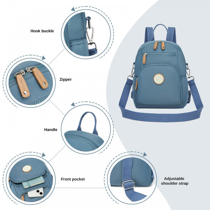 3-in-1 Convertible Backpack with Removable Long Strap and Shoulder/Crossbody Carry – BPM2651 – Blue