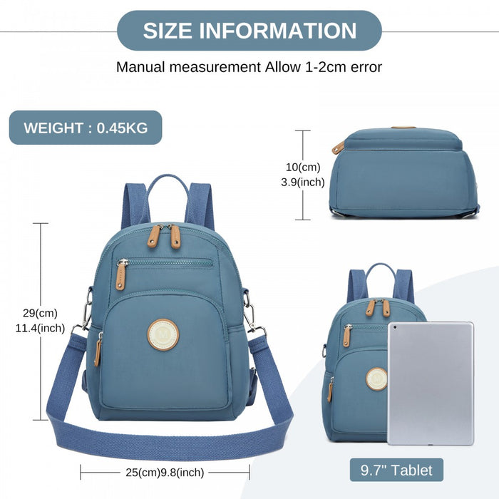 3-in-1 Convertible Backpack with Removable Long Strap and Shoulder/Crossbody Carry – BPM2651 – Blue