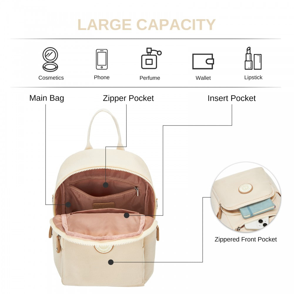 3-in-1 Convertible Backpack with Removable Long Strap and Shoulder/Crossbody Carry – BPM2651 – Beige
