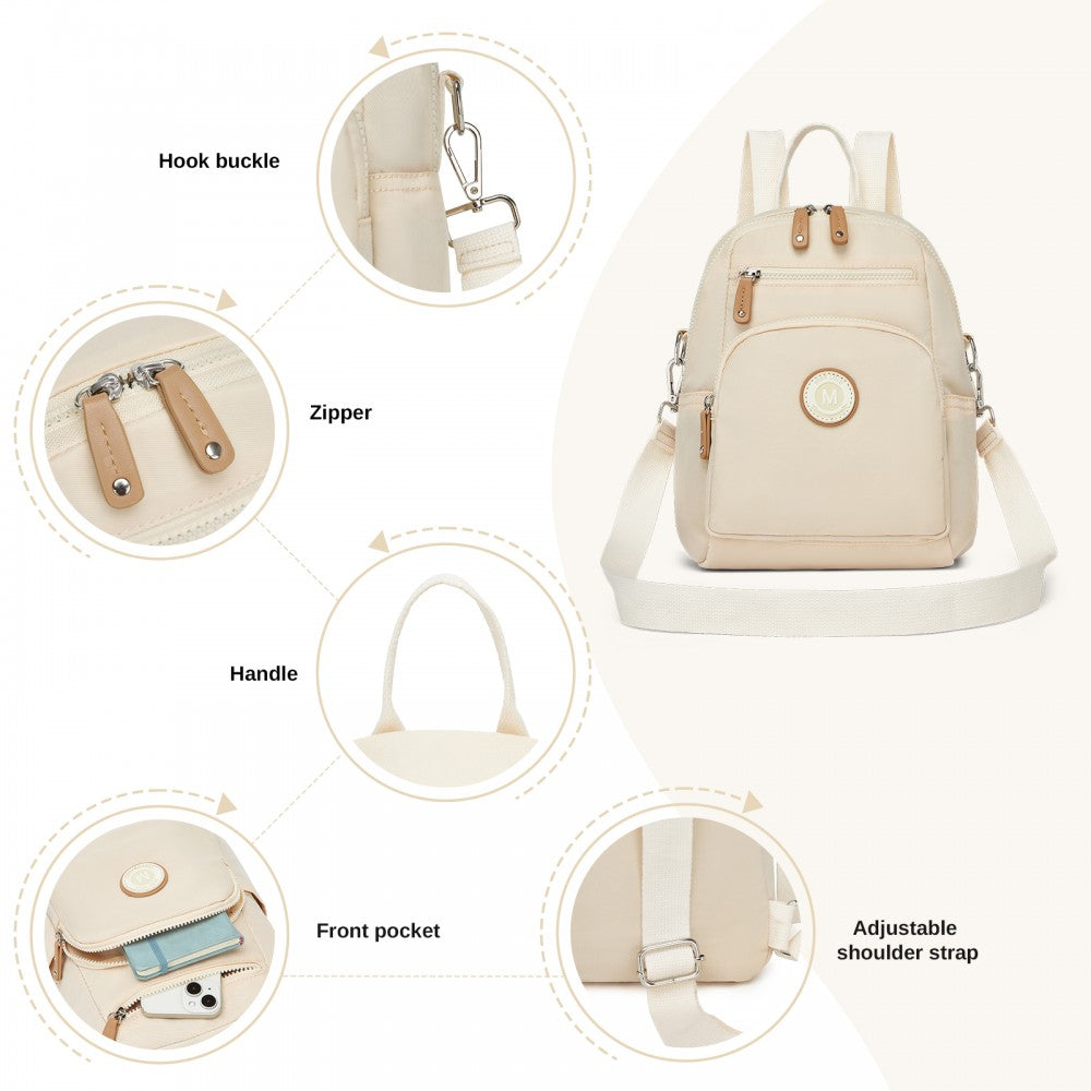 3-in-1 Convertible Backpack with Removable Long Strap and Shoulder/Crossbody Carry – BPM2651 – Beige
