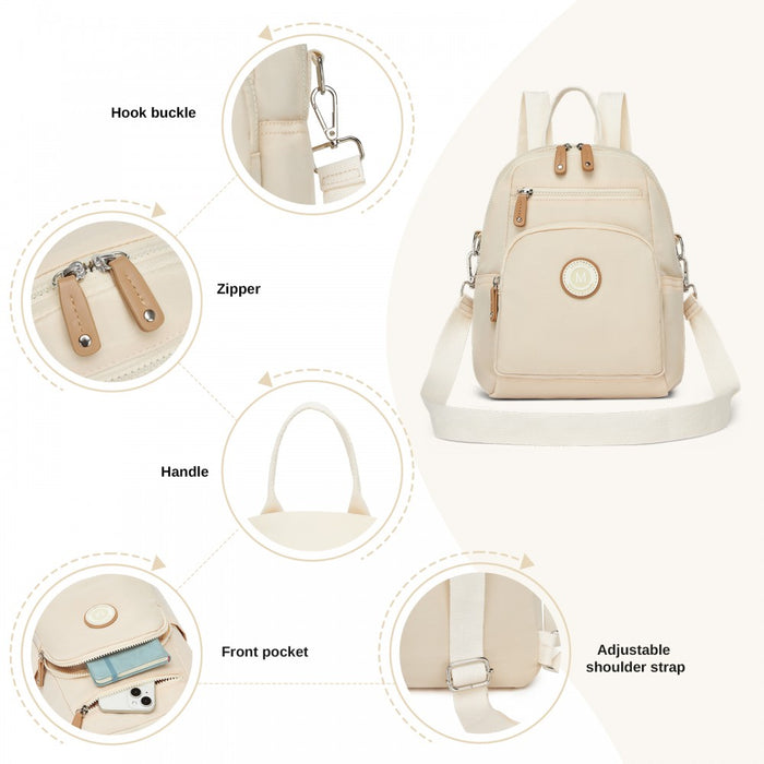 3-in-1 Convertible Backpack with Removable Long Strap and Shoulder/Crossbody Carry – BPM2651 – Beige