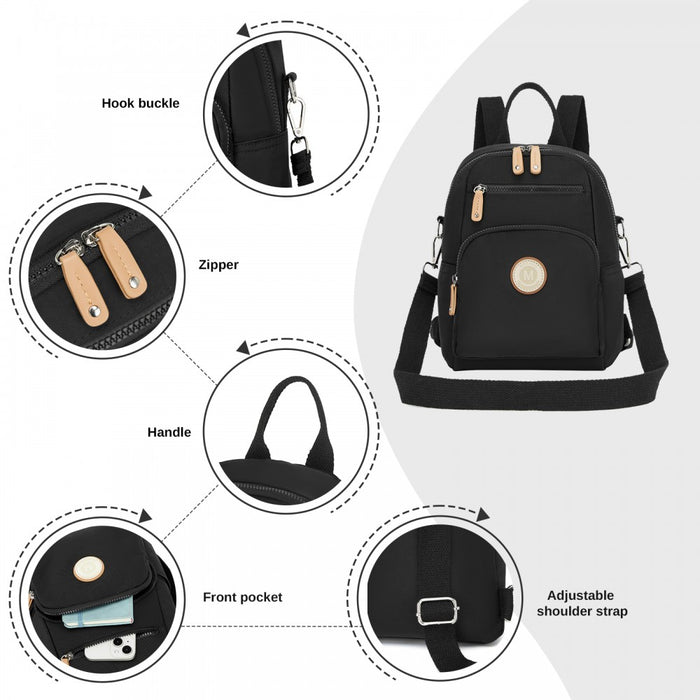 3-in-1 Convertible Backpack with Removable Long Strap and Shoulder/Crossbody Carry – BPM2651 – Black