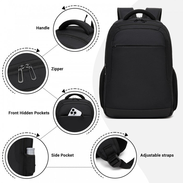 Laptop Backpack, Soft Padded, Organised Storage, Lightweight 15.6-Inch Notebook Bag – Black