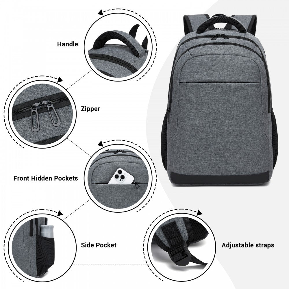 Laptop Backpack, Soft Padded, Organised Storage, Lightweight 15.6-Inch Notebook Bag – Grey