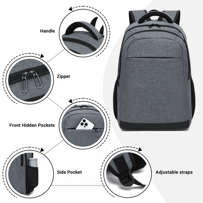 Laptop Backpack, Soft Padded, Organised Storage, Lightweight 15.6-Inch Notebook Bag – Grey