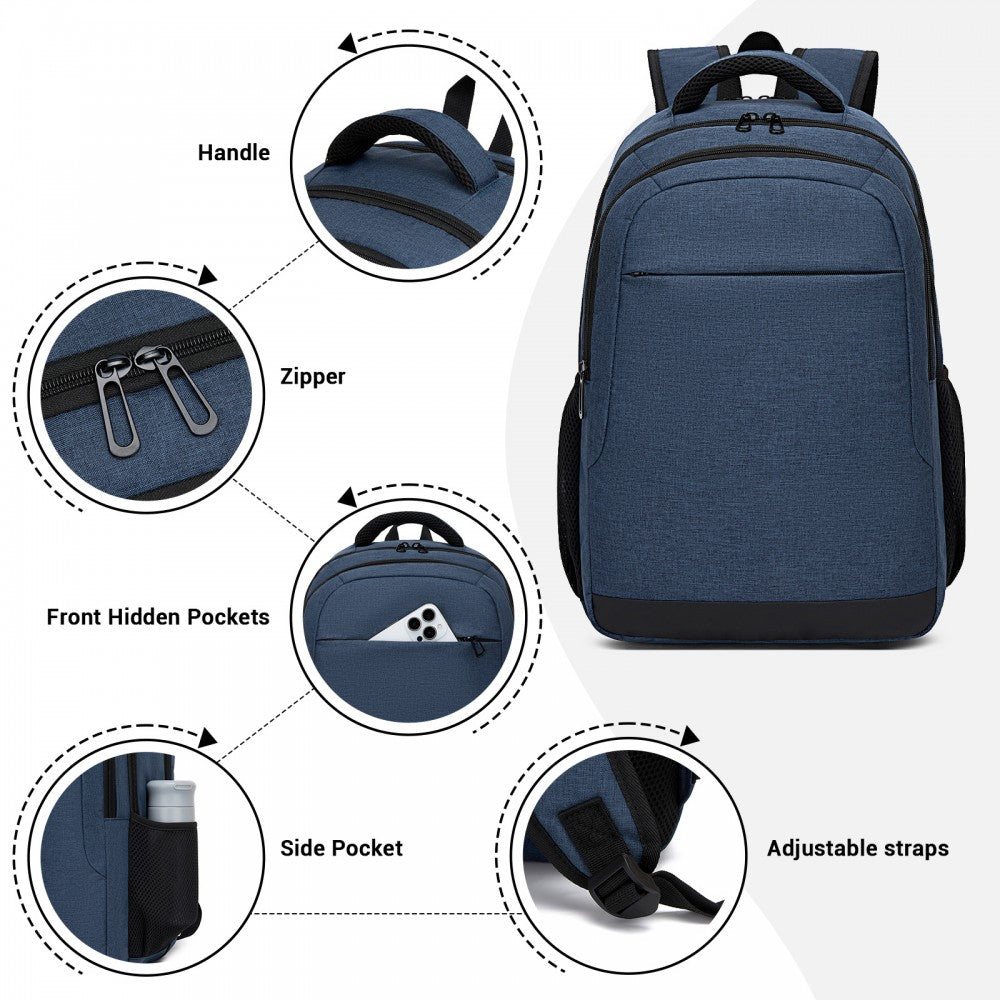 Laptop Backpack, Soft Padded, Organised Storage, Lightweight 15.6-Inch Notebook Bag – Navy