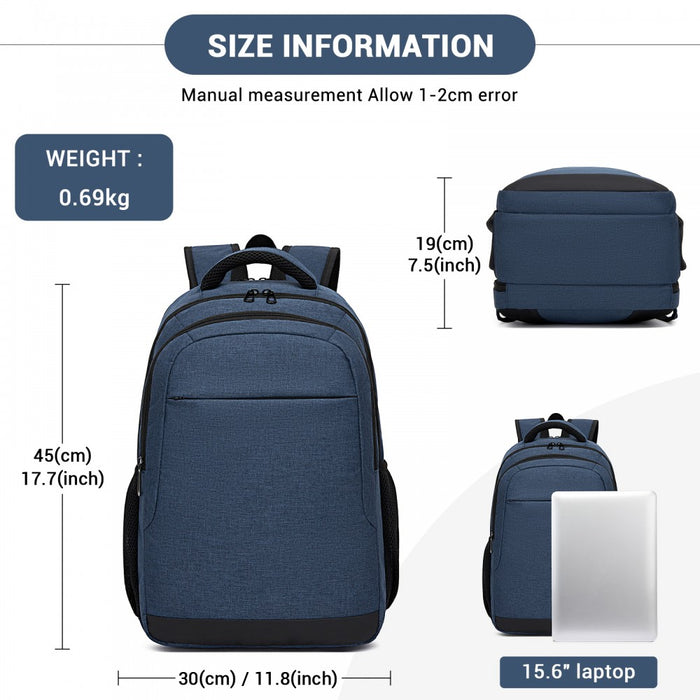 Laptop Backpack, Soft Padded, Organised Storage, Lightweight 15.6-Inch Notebook Bag – Navy
