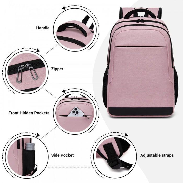 Laptop Backpack, Soft Padded, Organised Storage, Lightweight 15.6-Inch Notebook Bag – Pink