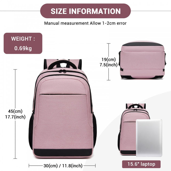 Laptop Backpack, Soft Padded, Organised Storage, Lightweight 15.6-Inch Notebook Bag – Pink