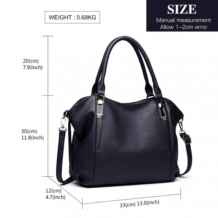 Soft PU Leather Simple Shoulder Bag – Navy