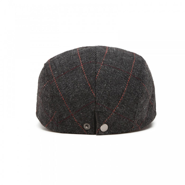 Cap-1 – Men's Newsboy Baker Boy Herringbone Flat Cap Hat – Black