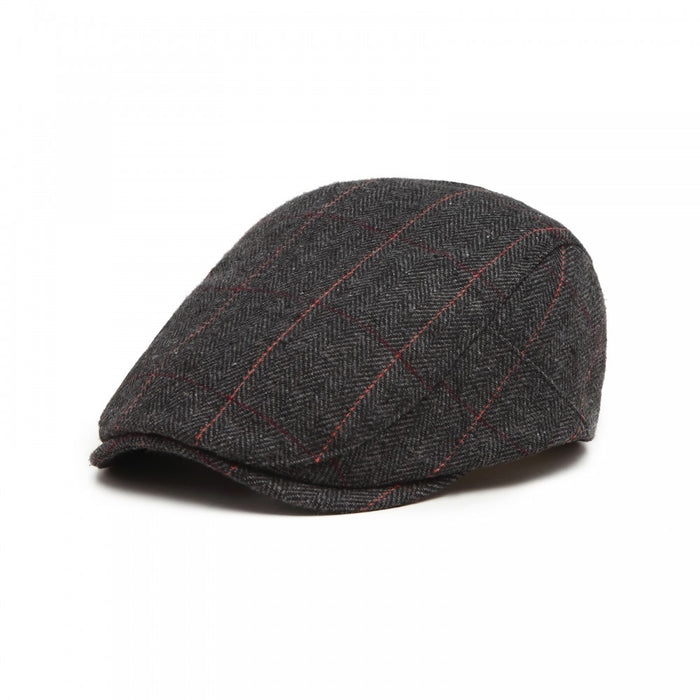 Cap-1 – Men's Newsboy Baker Boy Herringbone Flat Cap Hat – Black
