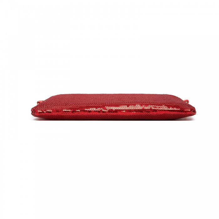 Glam Sparkle Sequin Evening Clutch-Sleek, Shimmering Wristlet and Crossbody – Red