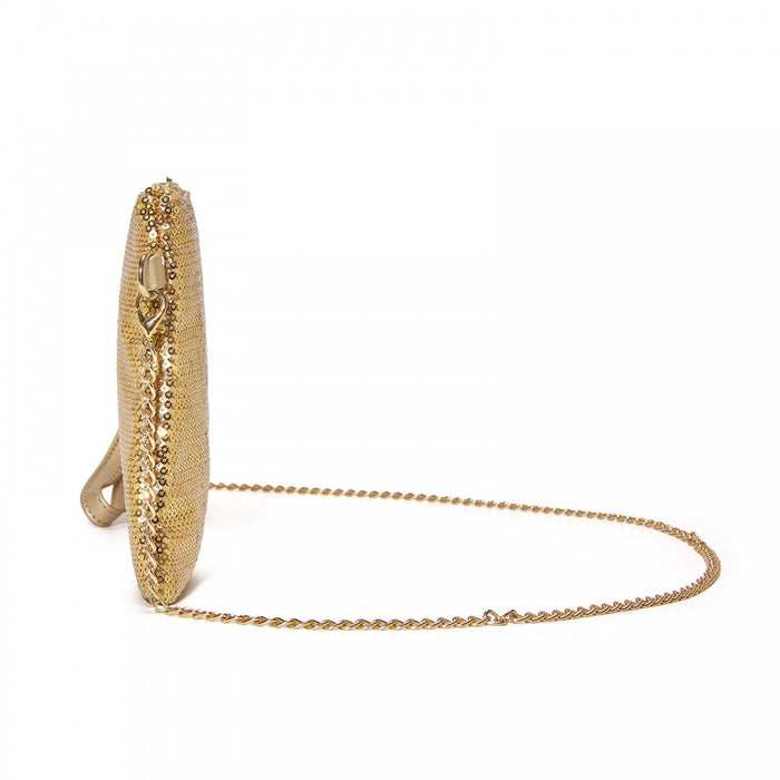 Glam Sparkle Sequin Evening Clutch-Sleek, Shimmering Wristlet and Crossbody – Gold