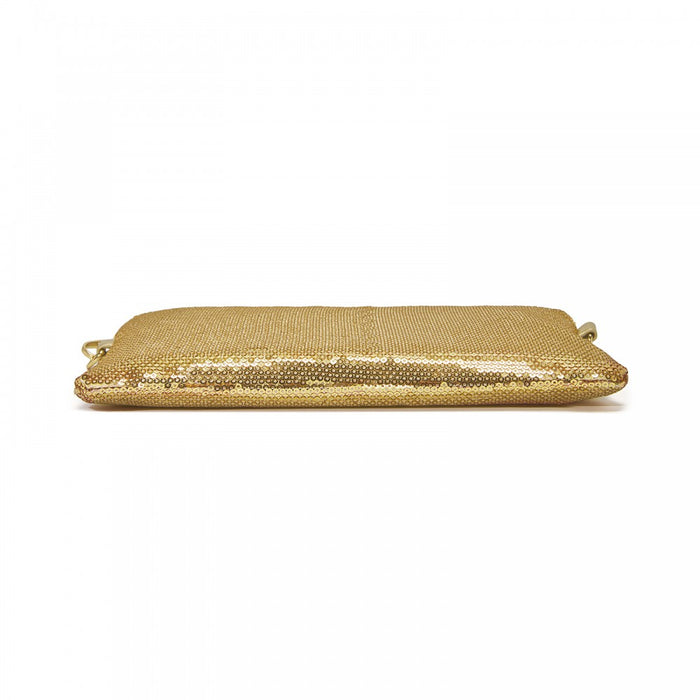 Glam Sparkle Sequin Evening Clutch-Sleek, Shimmering Wristlet and Crossbody – Gold