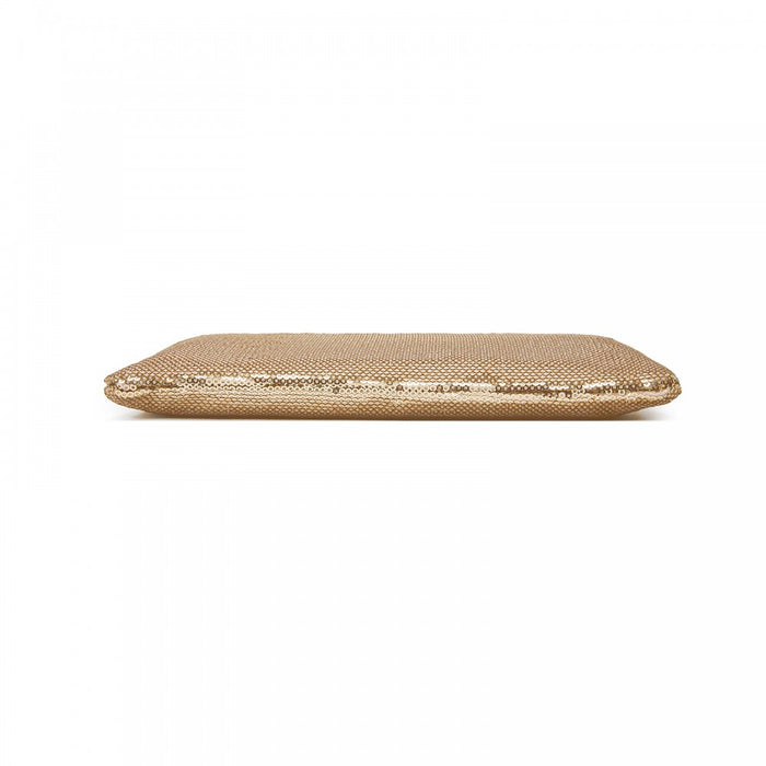 Glam Sparkle Sequin Evening Clutch-Sleek, Shimmering Wristlet and Crossbody – Light Gold