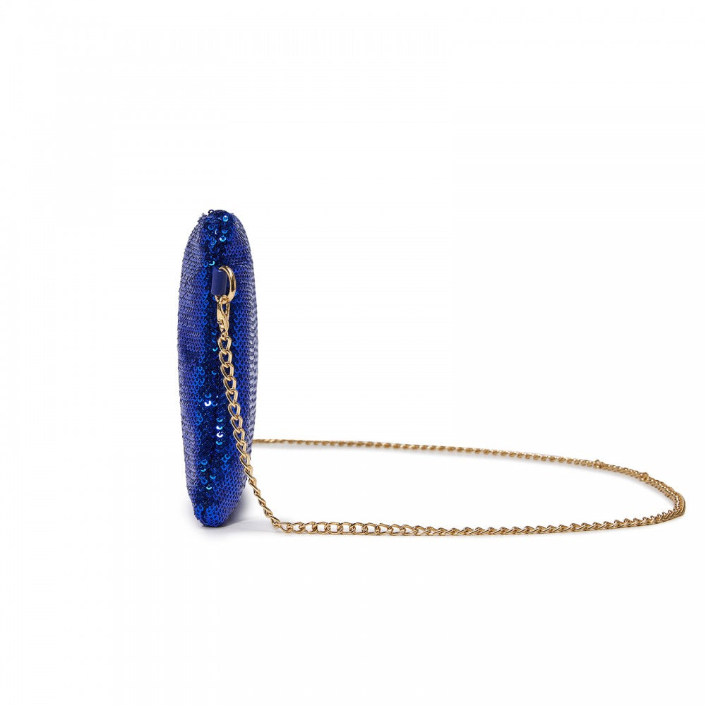 Glam Sparkle Sequin Evening Clutch-Sleek, Shimmering Wristlet and Crossbody – Navy