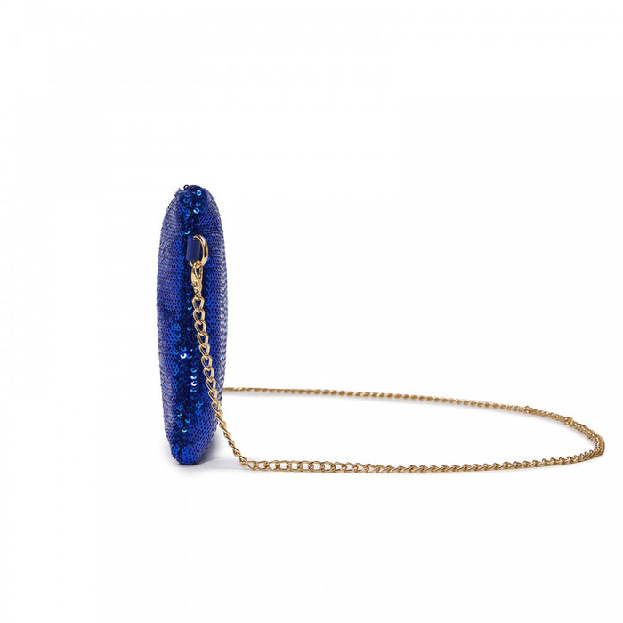 Glam Sparkle Sequin Evening Clutch-Sleek, Shimmering Wristlet and Crossbody – Navy