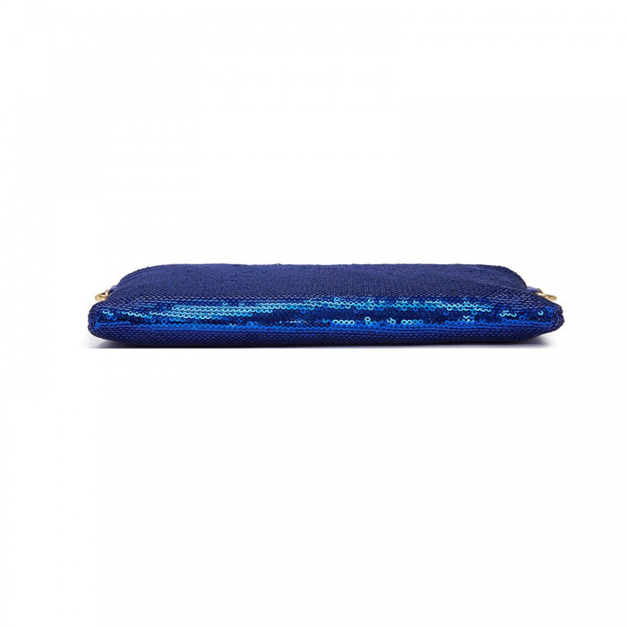 Glam Sparkle Sequin Evening Clutch-Sleek, Shimmering Wristlet and Crossbody – Navy