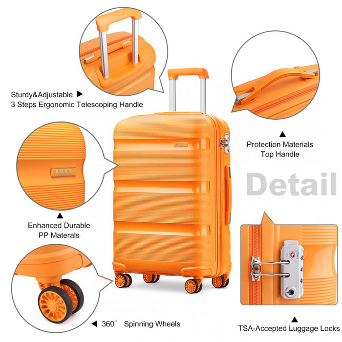 Bright PP Hard Shell Carry-On Cabin Suitcase – 20-Inch – Orange