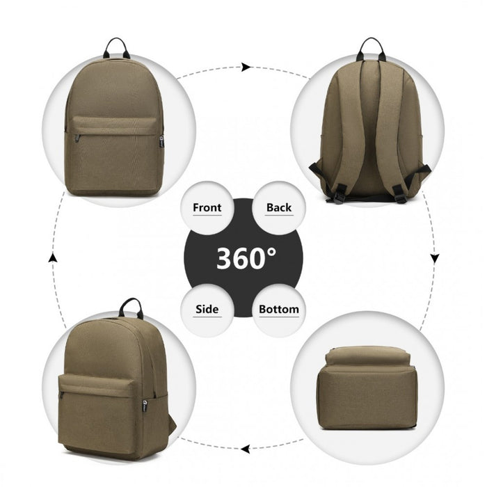 Polyester Everyday Backpack with Design – Brown