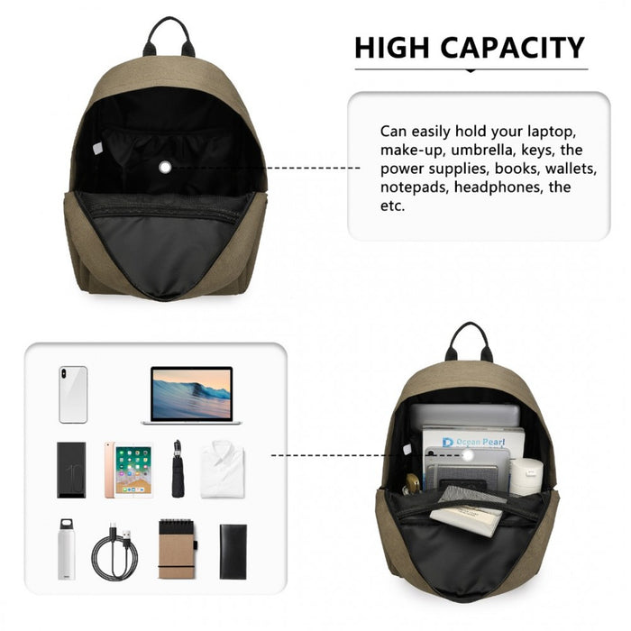 Polyester Everyday Backpack with Design – Brown