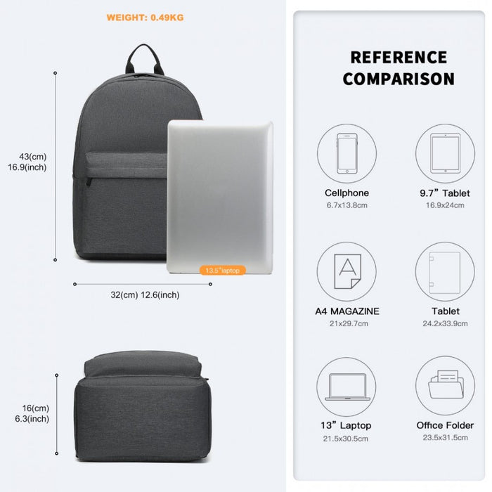 Polyester Everyday Backpack with Design – Dark Grey