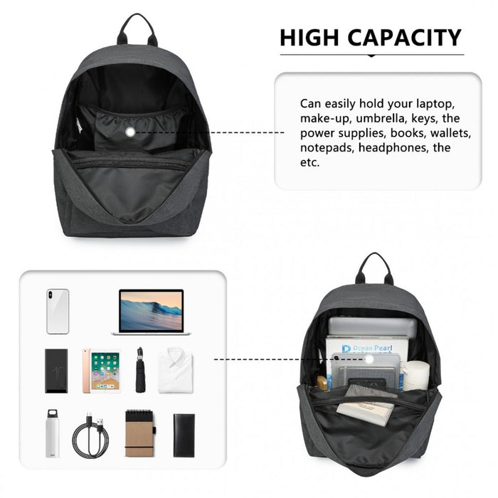 Polyester Everyday Backpack with Design – Dark Grey