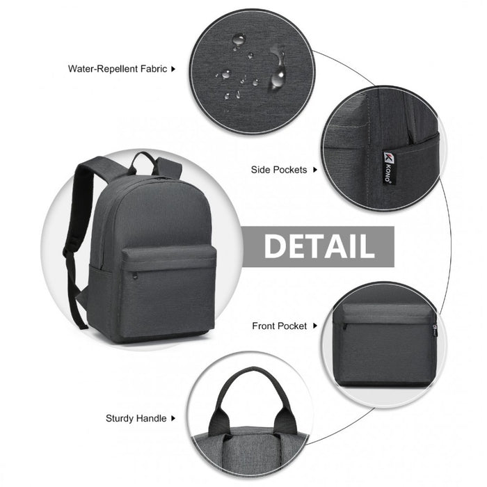 Polyester Everyday Backpack with Design – Dark Grey